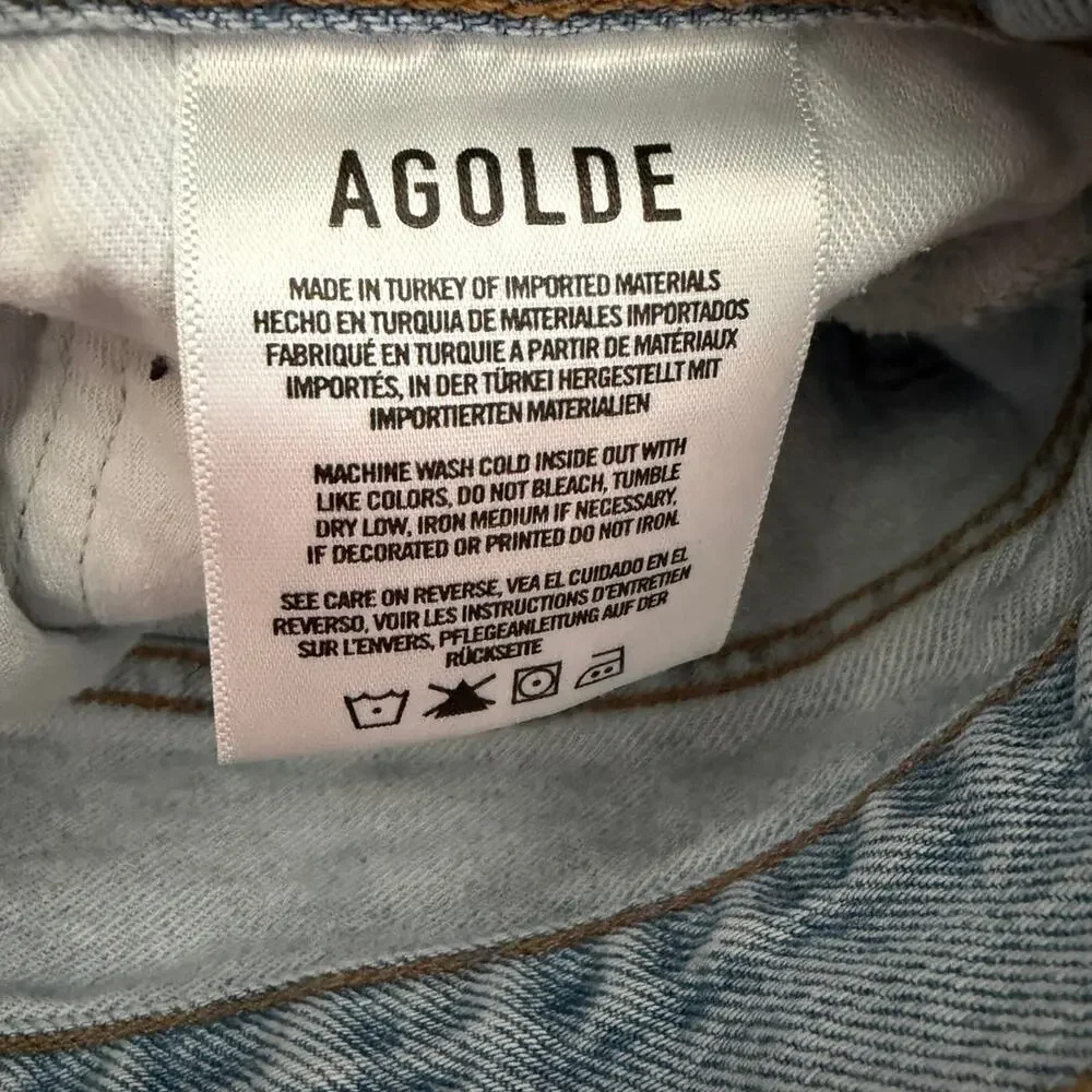 AGOLDE Parker Long Jean Shorts Light Wash Sz 27